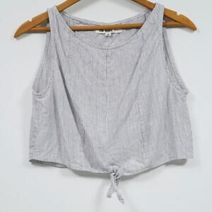 ZII ROPA Claude Top Loa Stripe 100% Linen Women's M Made in Mexico 18x17